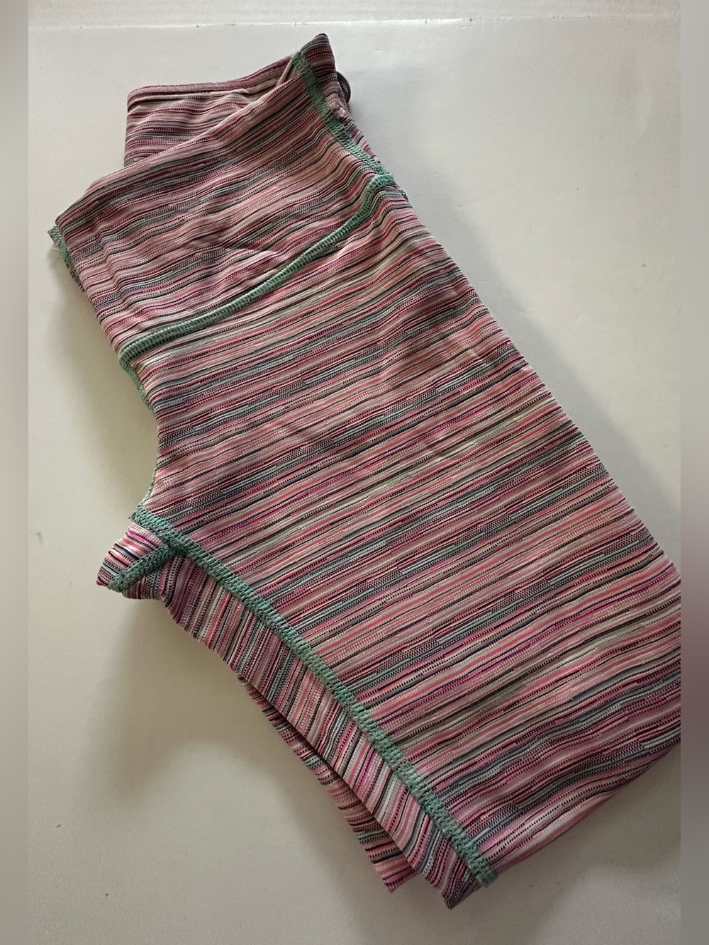 lululemon athletica Pink Striped Leggings with Green Trim